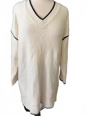 Anko Women's Size 10 Cream V-Neck Long Sweater Dress